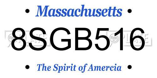 8SGB516 Massachusetts License Plate