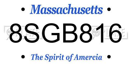 8SGB816 Massachusetts License Plate