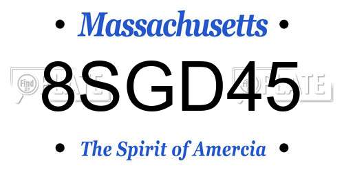 8SGD45 Massachusetts License Plate