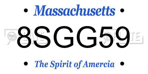 8SGG59 Massachusetts License Plate