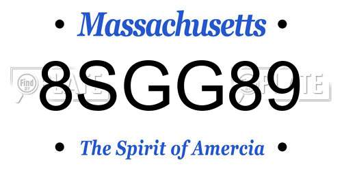 8SGG89 Massachusetts License Plate