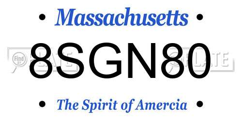 8SGN80 Massachusetts License Plate
