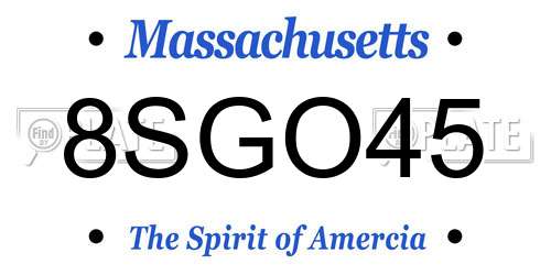 8SGO45 Massachusetts License Plate