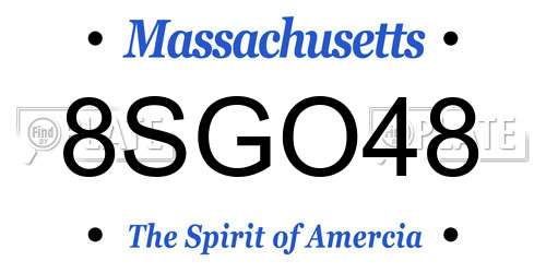 8SGO48 Massachusetts License Plate