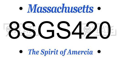 8SGS420 Massachusetts License Plate