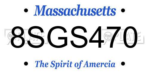 8SGS470 Massachusetts License Plate