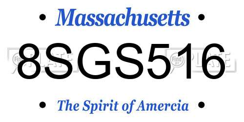 8SGS516 Massachusetts License Plate
