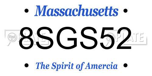 8SGS52 Massachusetts License Plate