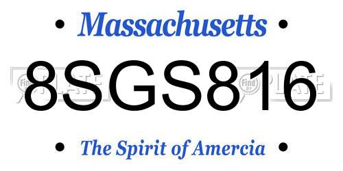 8SGS816 Massachusetts License Plate