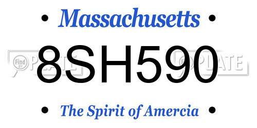 8SH590 Massachusetts License Plate