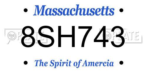 8SH743 Massachusetts License Plate