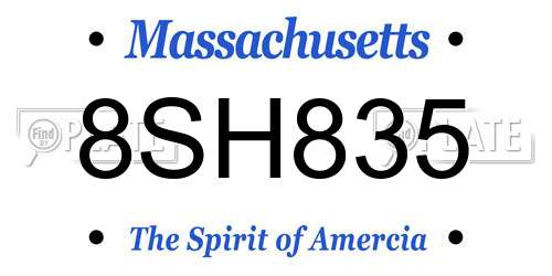 8SH835 Massachusetts License Plate