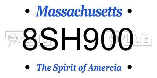 8SH900 Massachusetts License Plate