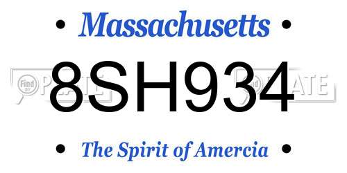 8SH934 Massachusetts License Plate
