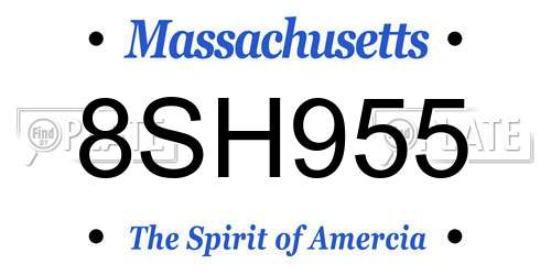 8SH955 Massachusetts License Plate