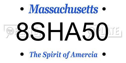 8SHA50 Massachusetts License Plate