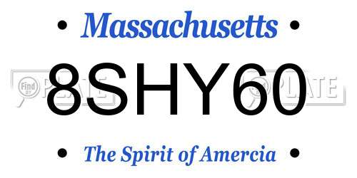 8SHY60 Massachusetts License Plate
