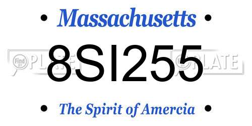 8SI255 Massachusetts License Plate