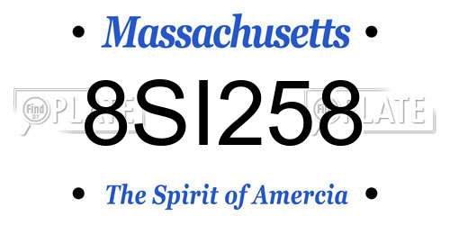 8SI258 Massachusetts License Plate