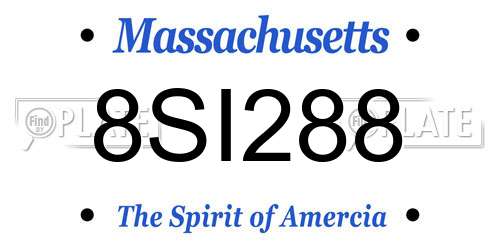 8SI288 Massachusetts License Plate