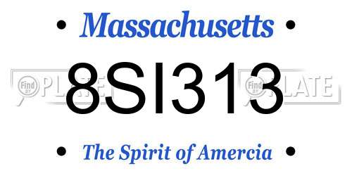8SI313 Massachusetts License Plate