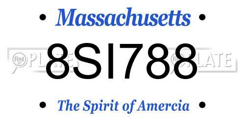 8SI788 Massachusetts License Plate