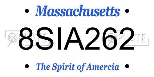 8SIA262 Massachusetts License Plate