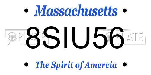 8SIU56 Massachusetts License Plate