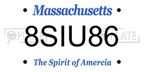 8SIU86 Massachusetts License Plate