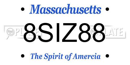8SIZ88 Massachusetts License Plate