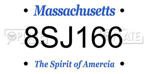 8SJ166 Massachusetts License Plate