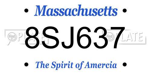 8SJ637 Massachusetts License Plate