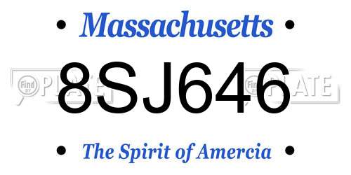 8SJ646 Massachusetts License Plate