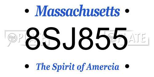 8SJ855 Massachusetts License Plate