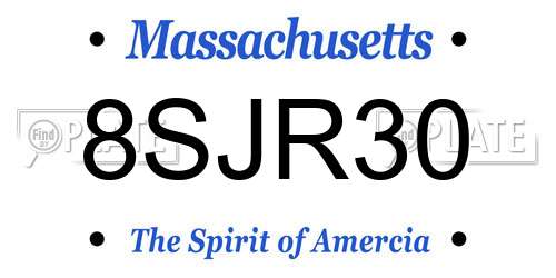 8SJR30 Massachusetts License Plate