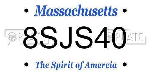 8SJS40 Massachusetts License Plate