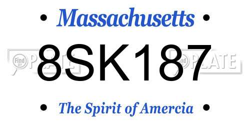 8SK187 Massachusetts License Plate