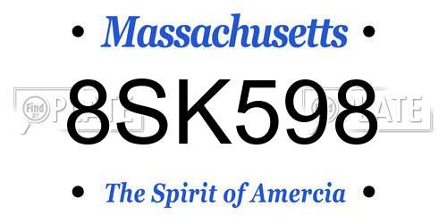 8SK598 Massachusetts License Plate