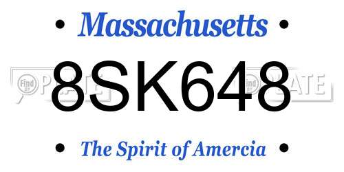 8SK648 Massachusetts License Plate