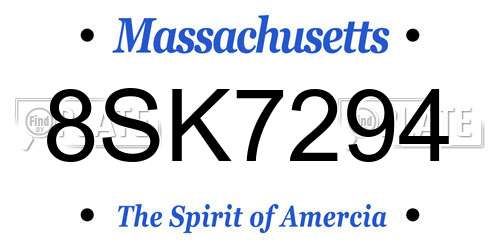 8SK7294 Massachusetts License Plate
