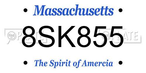 8SK855 Massachusetts License Plate