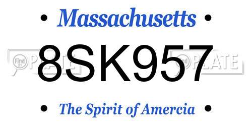 8SK957 Massachusetts License Plate