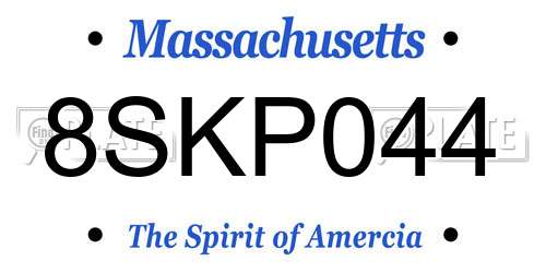 8SKP044 Massachusetts License Plate