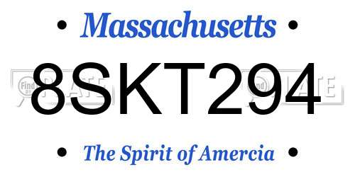 8SKT294 Massachusetts License Plate