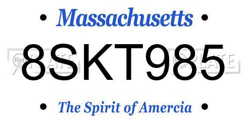 8SKT985 Massachusetts License Plate