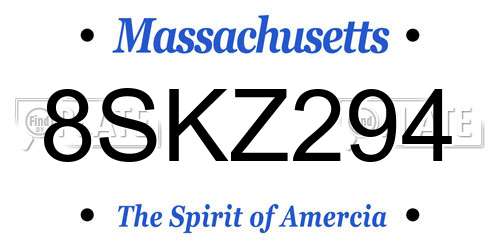 8SKZ294 Massachusetts License Plate