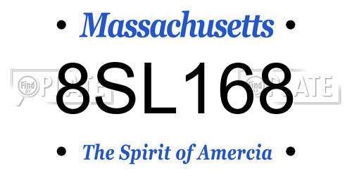 8SL168 Massachusetts License Plate