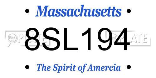 8SL194 Massachusetts License Plate