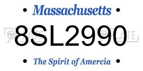 8SL2990 Massachusetts License Plate