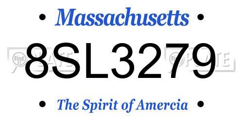 8SL3279 Massachusetts License Plate